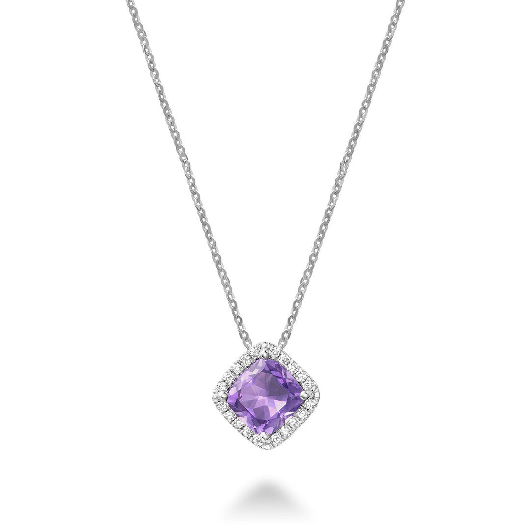 Semi Precious Stone & Diamond Halo Pendant - RNB Jewellery