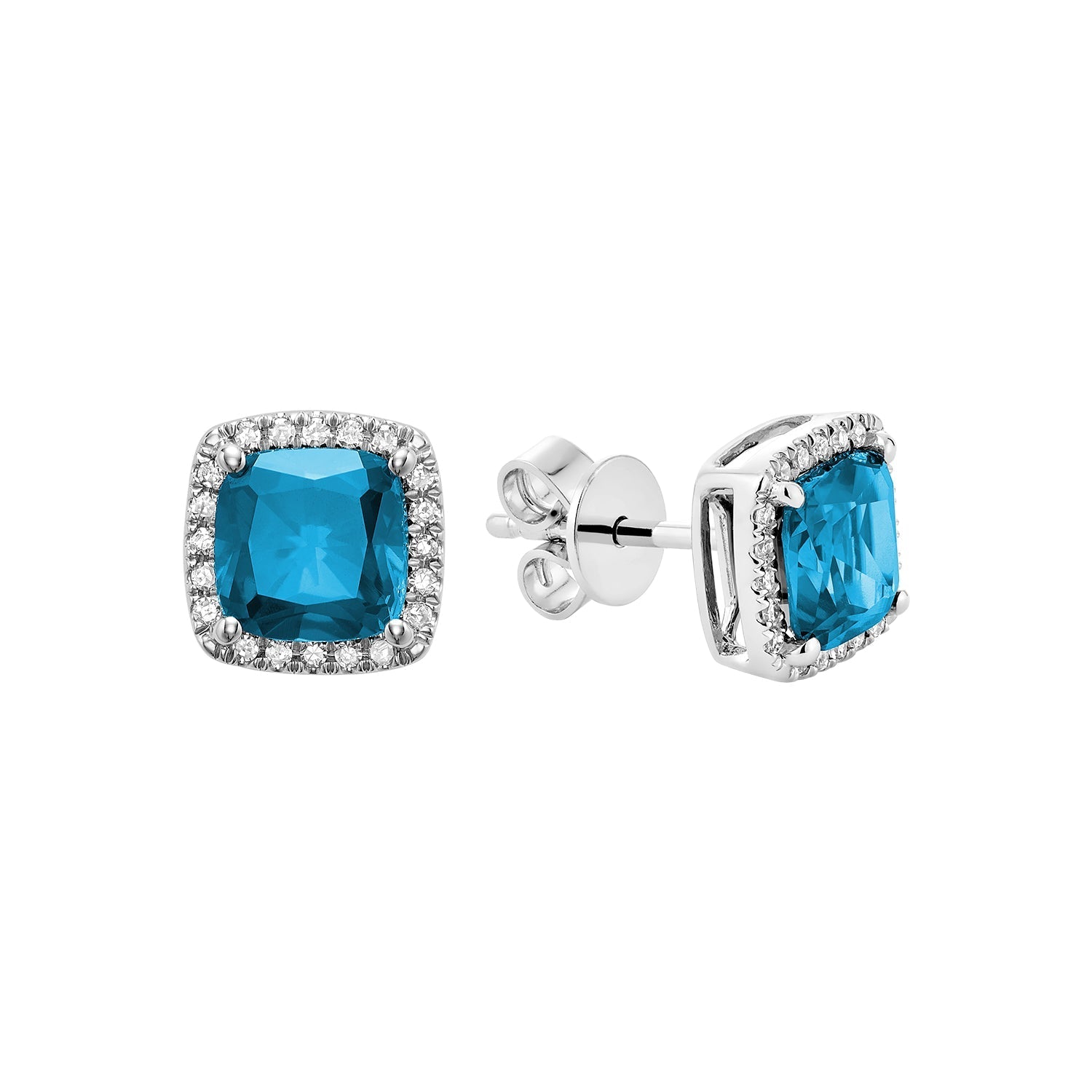 Semi Precious Stone & Diamond Halo Stud Earrings - RNB Jewellery