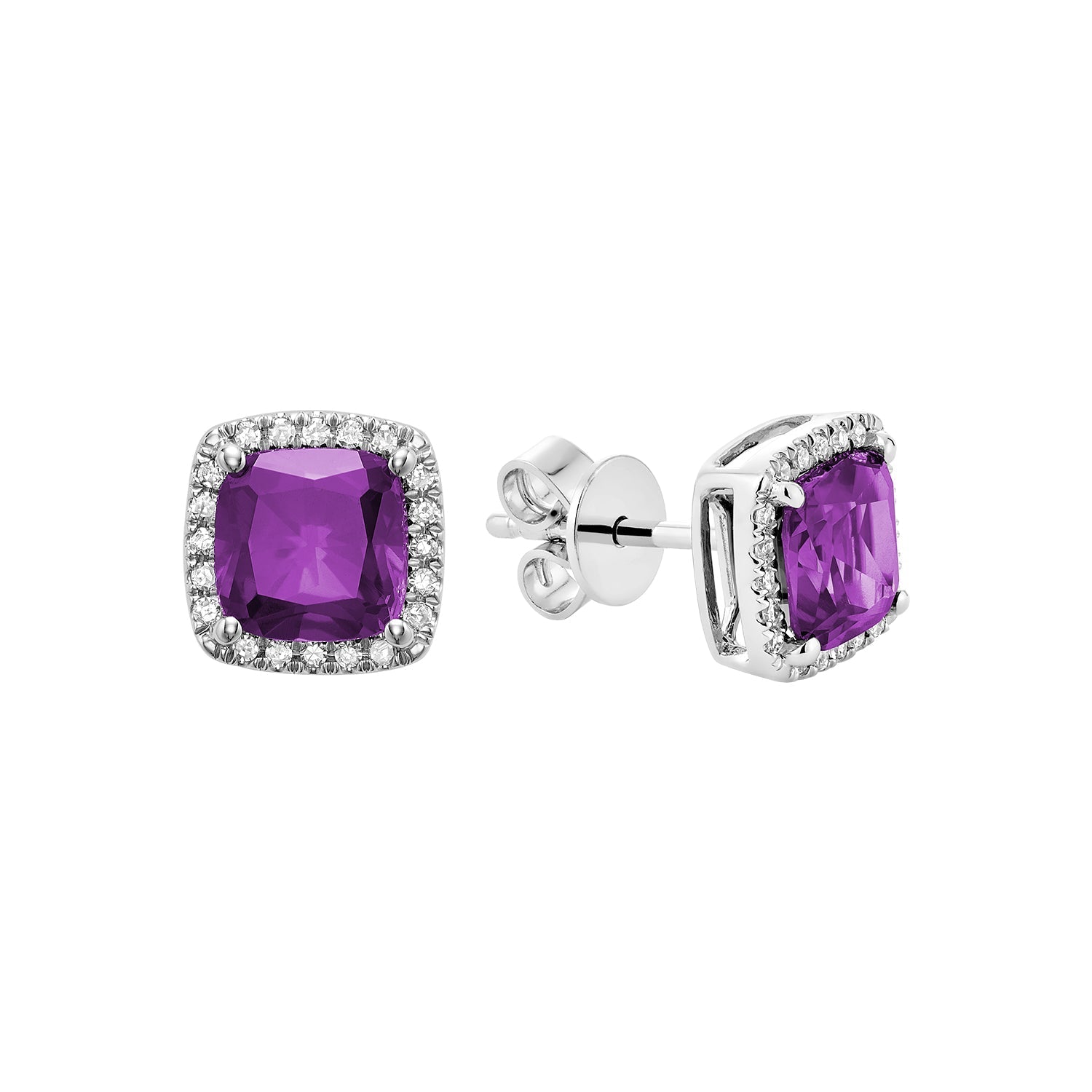 Semi Precious Stone & Diamond Halo Stud Earrings - RNB Jewellery